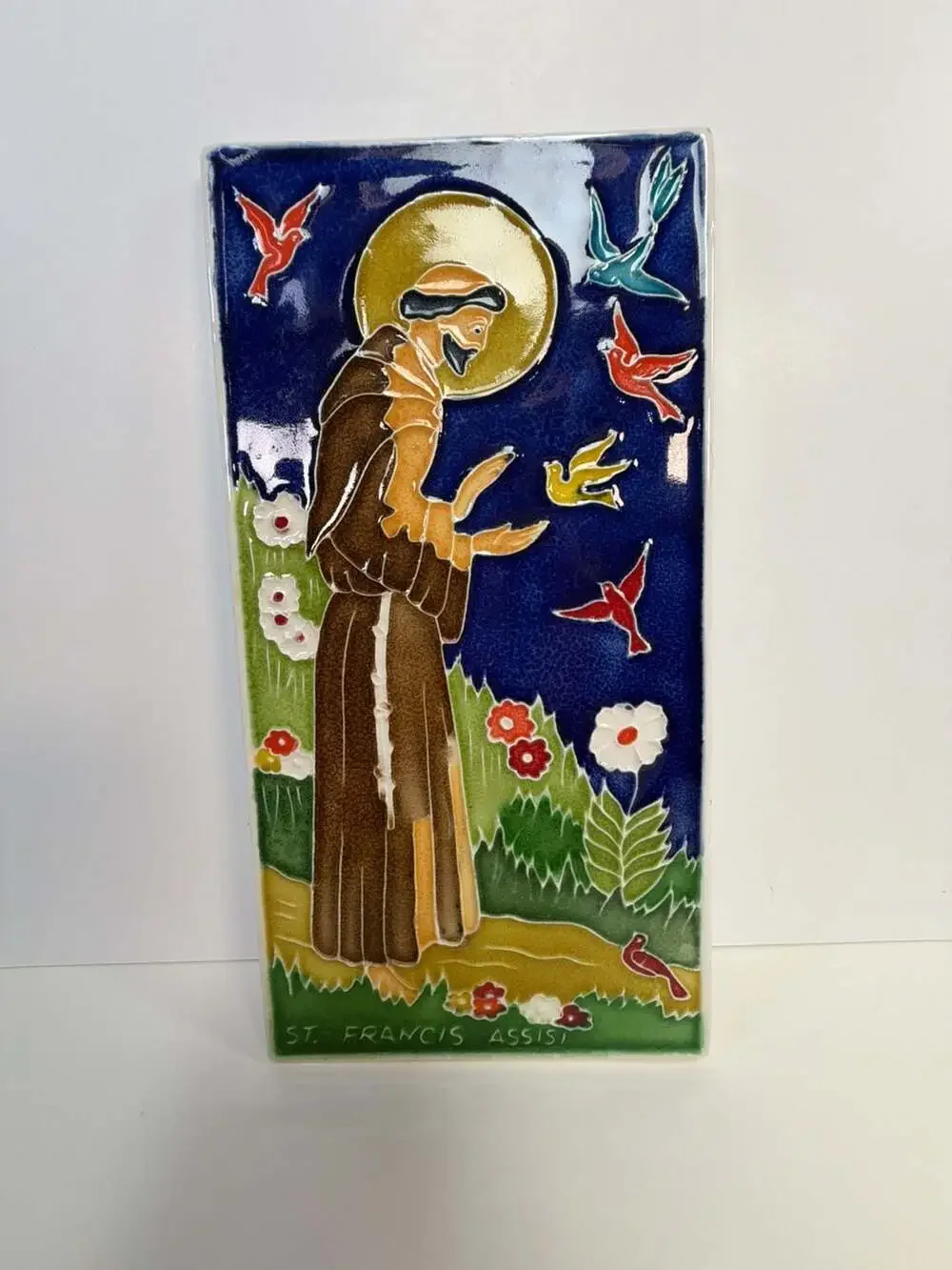 Creazioni Luciano Italian Hand Painted Ceramic Wall Tile - St. Francis of Assisi